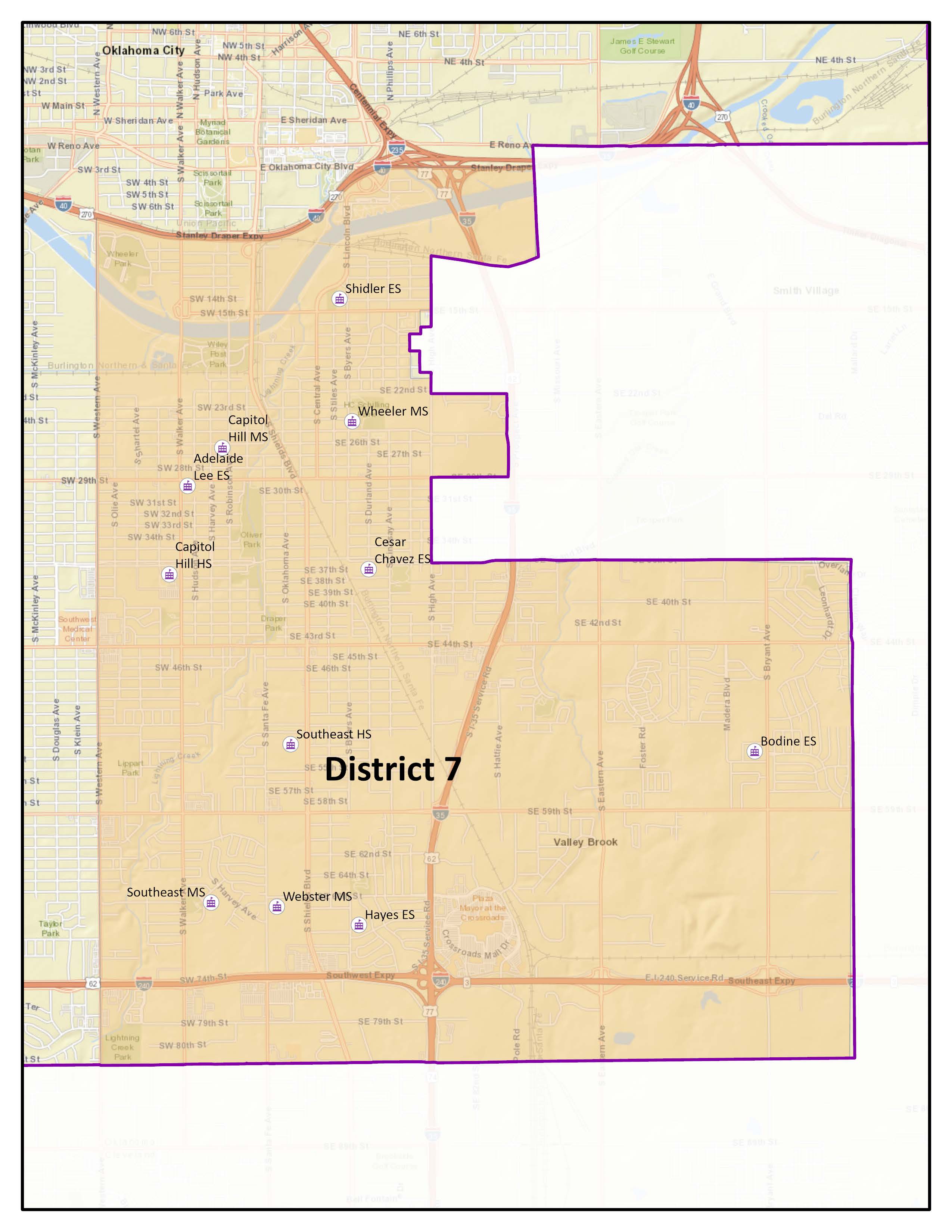 Map of OKCPS BOE Election District 7